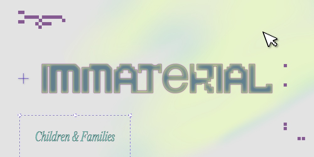 A pastel background with the word Immaterial on it