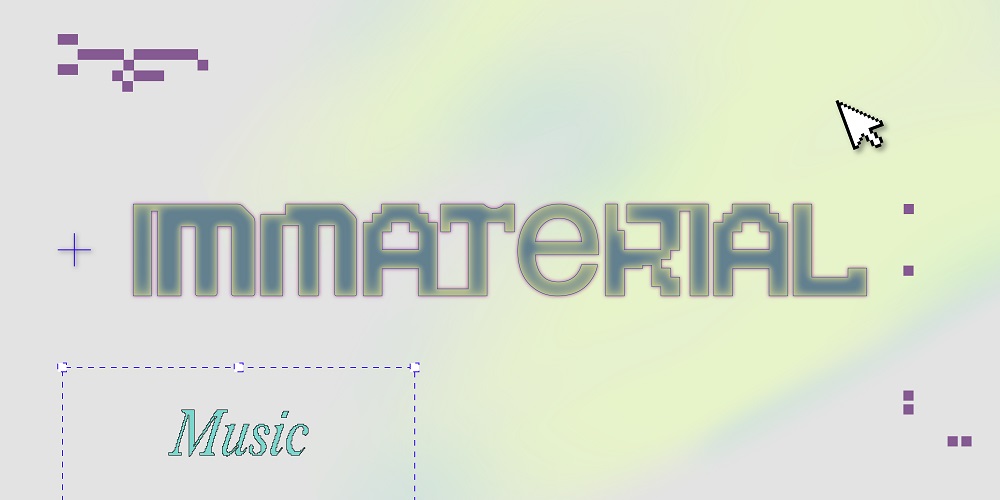 A pastel background with the word Immaterial on it